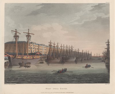 West India Docks, 1º de janeiro de 1810., 1º de janeiro de 1810. de J. Bluck