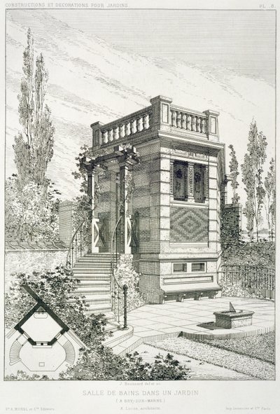 Sala de banho, a partir de um volume de projetos de vários arquitetos, pub. Morel & Cie, Paris, c.1880 de J. Boussard