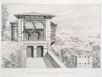 Banhos de vapor, observatório acima, de um volume de projetos por vários arquitetos, pub. Morel & Cie, Paris, c.1880 de J. Boussard