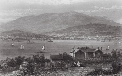 Austrália: Cidade de Hobart, Tasmânia (gravura) de J. C. Armytage