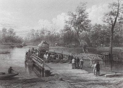 Austrália: The Punt, Echuca (gravura) de J. C. Armytage