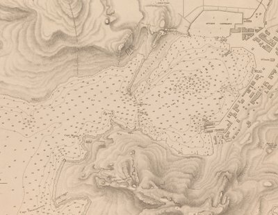 Grécia, o Peiraeus ou Porto Drako inspeccionado pelo Comandante Thomas Graves, H.M.S. Beacon 1840, [Detalhe] de J. & C. Walker