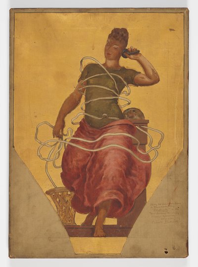 Estudo da Figura Pendentiva para Eletricidade, Cúpula do Edifício de Manufaturas e Artes Liberais, Exposição Colombiana Mundial, Chicago, IL de J. Carroll Beckwith
