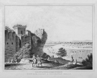 Túmulo no vale de Josafá. Joel, 3.2., 1830 de J. Clarke