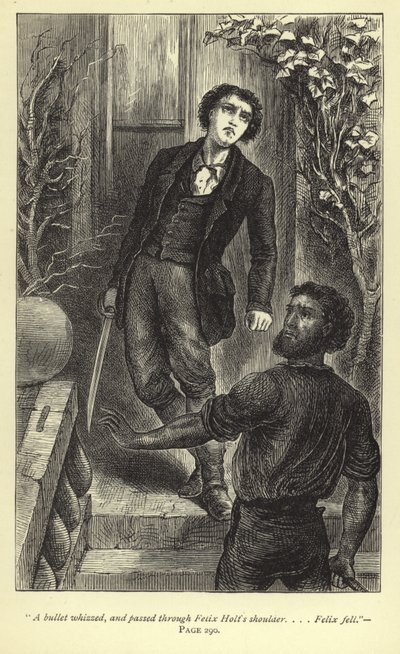 Uma bala zuniu e passou pelo ombro de Felix Holt ... Felix caiu de J. Cooper