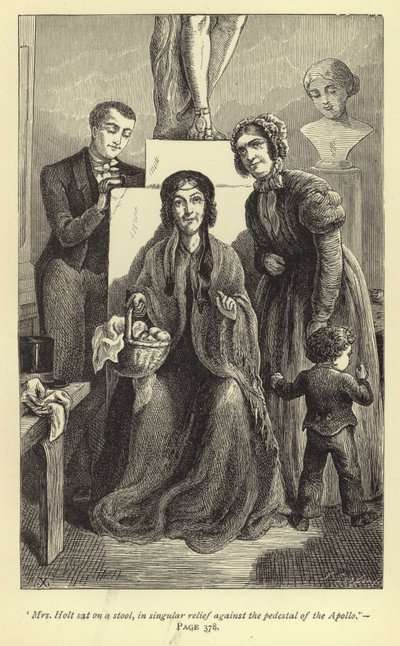 A Sra. Holt sentou-se em um banquinho, em singular alívio contra o pedestal do Apolo. de J. Cooper