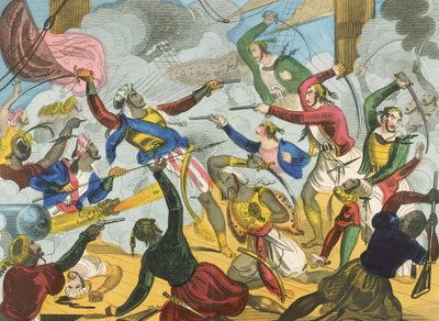 Os turcos atacam os corsários gregos de J. Fairburn