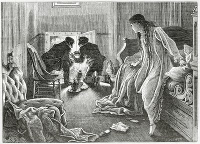 Levantei minha mão com muita suavidade e tirei a adaga de debaixo do travesseiro, ilustração de uma história policial de suspense &39;a história de uma cicatriz&39;, de &39;Appleton&39;s Journal&39;, 23 de março de 1872. de J. Filmer
