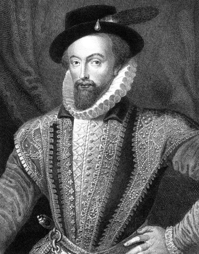 Sir Walter Raleigh, escritor inglês, poeta, cortesão, aventureiro e explorador, 1821. de J Fitler