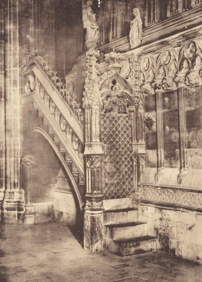 Escadaria do púlpito, Catedral de Barcelona (fotografia a preto e branco) de J. Furnells