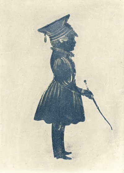 Silhueta de um Rapaz com Chapéu e Bastão (caneta e tinta sobre papel) de J. Gapp