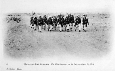 Um destacamento da Legião Estrangeira Francesa no deserto do Saara, Argélia, c1905 de J. Geiser