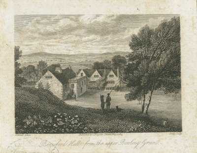 Dovedale - Beresford Hall: gravura em aço, nd [1815] (estampado) de J. Greig