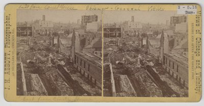 A vista do leste do tribunal após Chicago Fire de 1871 de J. H. Abbott
