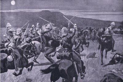 Carga lunar do 19º Hussardos nr Steenkampberg , ilustração de 