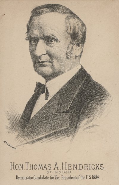 Thomas A Hendricks de Indiana, candidato democrata à vice-presidência dos Estados Unidos de J. H. and Co. Bufford