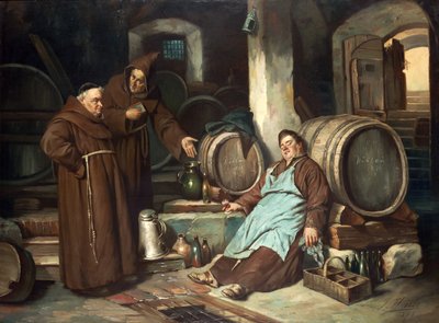 Monges em uma adega, 1873 de J. Haier