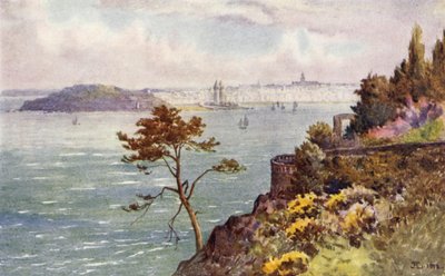 São Servidão e Embouchure of the Rance de Vicomte (cor litho) de J. Hardwicke Lewis