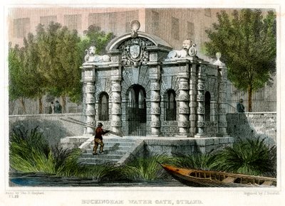Buckingham Water Gate, Strand, Westminster, Londres, 1830. de J Henshall