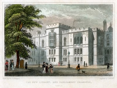 A Nova Biblioteca e Câmaras do Parlamento, Westminster, Londres, 1829. de J Hinchcliff