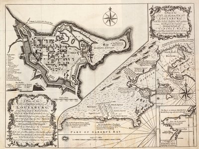 Um plano da cidade e do porto de Louisburg, Cabo Bretão de J. Hinton