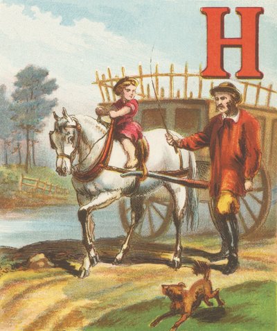 H: H é o Cavalo, tão esbelto e tão forte; Ele puxa a carroça de feno para o prado de J. Howard