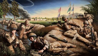 A invasão, 2010-2015 (óleo sobre tela) de J Hugh L Beattie