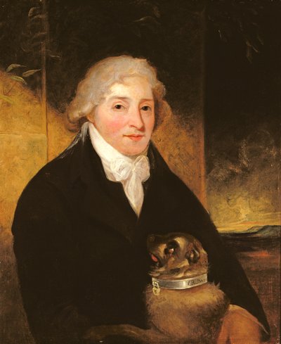 Venanzio Rauzzini com seu cachorro Turk, c.1795 de J. Hutchison