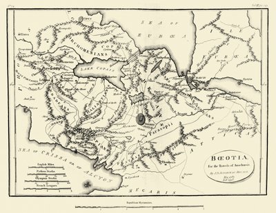 Mapa de Boeotia Antiga de J. J. Barthélemy