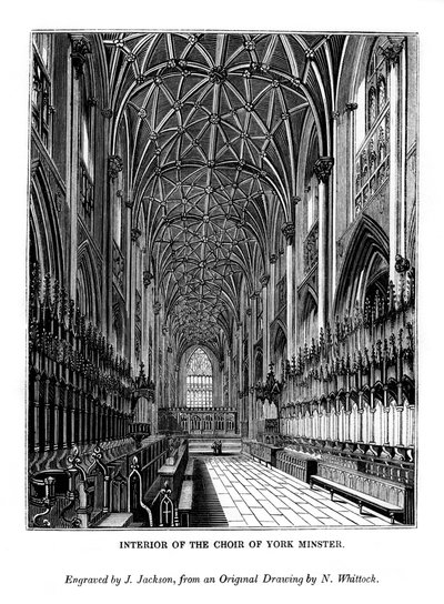Interior do coro de York Minster, c1830-1860 1843 de J. Jackson