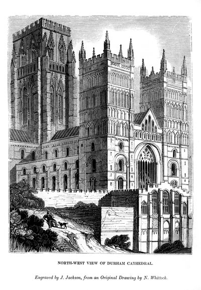 Vista noroeste da Catedral de Durham, 1843 de J. Jackson