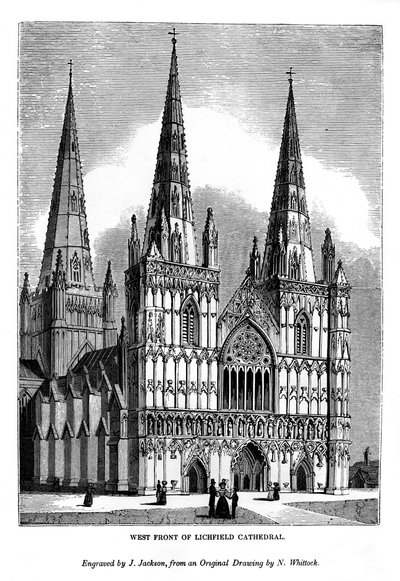 Frente oeste da Catedral de Lichfield, 1843 de J. Jackson