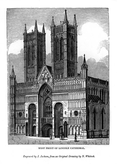 Frente oeste da Catedral de Lincolin, 1843 de J. Jackson