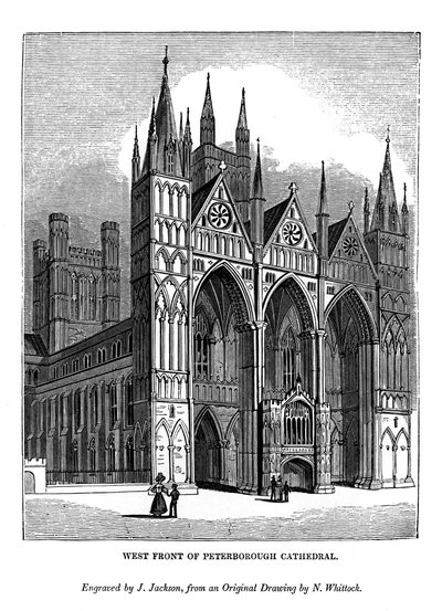 Frente oeste da Catedral de Peterborough, 1843 de J. Jackson