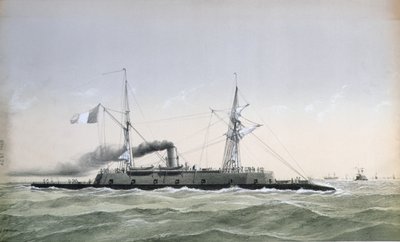 Navio de guarda costeira da marinha francesa Le Rochambeau, c. 1870 de J. Koerner
