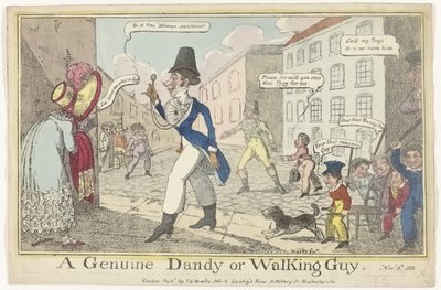 Spotprent op de dandy op Guy Fawkes Day
Um Dandy Genuíno ou Walking Guy (título sobre o objecto) de J. Lewis Marks