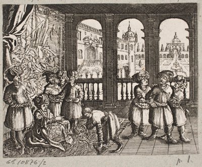 Ilustração de Adam Olearius, “Persian Rosenthal por um poeta engenhoso Schich Saadi […]”, Schleswig 1660 de J. Muller