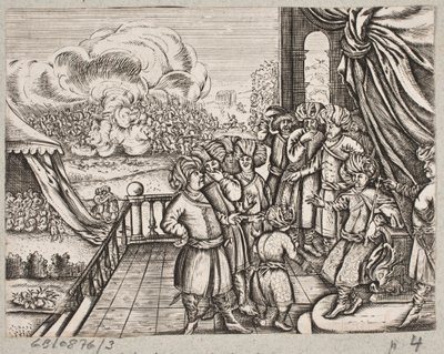 Ilustração de Adam Olearius, “Persian Rosenthal por um engenhoso poeta Schich Saadi […]”, Schleswig 1660 de J. Muller