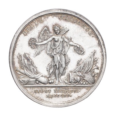 Medalha comemorativa do Duque de Wellington e Marechal de Campo von Blücher 1815, c.1815 (prata) de J. N. Lang