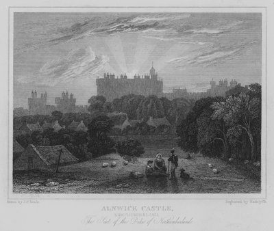 Castelo de Alnwick, Northumberland, A Sede do Duque de Northumberland (gravura) de John Preston Neale