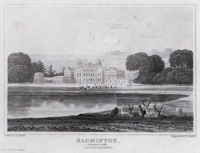Badminton, Vista Geral, Gloucestershire (gravura) de John Preston Neale