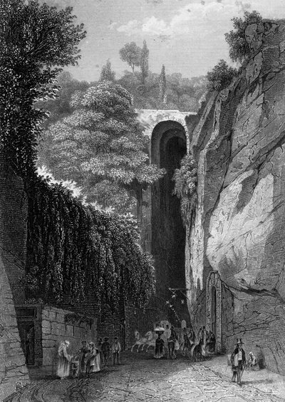 A gruta de Posillipo, perto de Nápoles, Itália, século XIX de J. Poppel