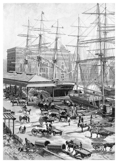 Transporte, Circular Quay, Sydney, Nova Gales do Sul, Austrália, 1886. de J. R. Ashton