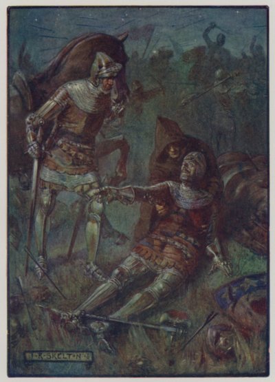 Morte de James, 2º Conde de Douglas, lutando contra os ingleses na Batalha de Otterburn, 1388 de J. R. Skelton