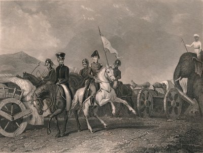 Derrota e morte de Dhoondiah em Conaghull, 1800, início do século XIX. de J. Rogers