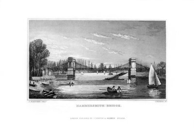 Ponte de Hammersmith, Hammersmith, Londres, 1829. de J. Rogers