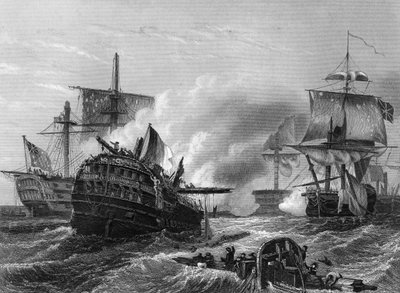 Lord Howes vitória sobre os franceses, 1º de junho de 1794, c1857 de J. Rogers
