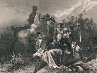 Major General Sir. RH Sale ... Mortalmente Ferido na Batalha de Moodkee ..., meados do século XIX. de J. Rogers