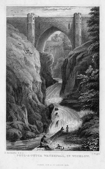 Poul uma cachoeira de Phuca, condado Wicklow, 1829. de J. Rogers