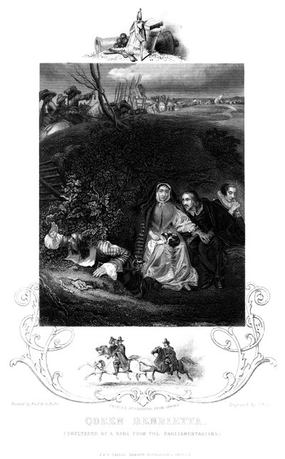 Rainha Henrietta 1609-1669, protegida por um banco dos parlamentares do século XIX. de J. Rogers